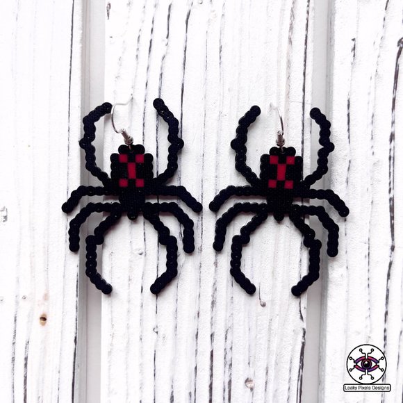 Halloween Perler Earrings | Mario Boo Ghost | Pumpkin | Black Cat | Black Widow - Picture 14 of 14